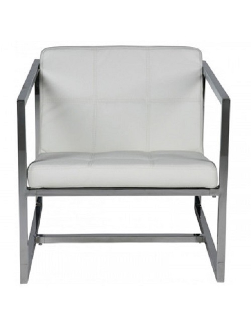 Белое мягкое кресло НОРТОН / NORTON на металлокаркасе квадратной формы № 4
