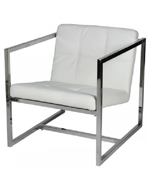 Белое мягкое кресло НОРТОН / NORTON на металлокаркасе квадратной формы № 2