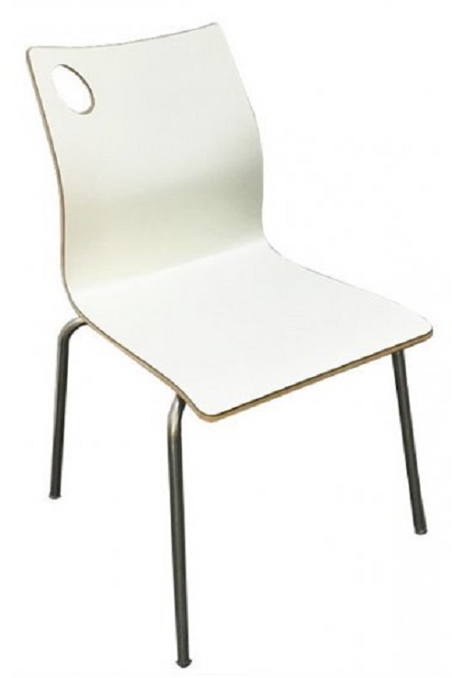 Металлический стул ХОРЕКА W / HORECA W с деревянным сиденьем белого цвета