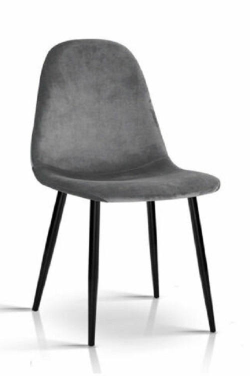 Мягкий обеденный стул ВЕЛЮР / VELUR на металлических ножках (обивка серый велюр)