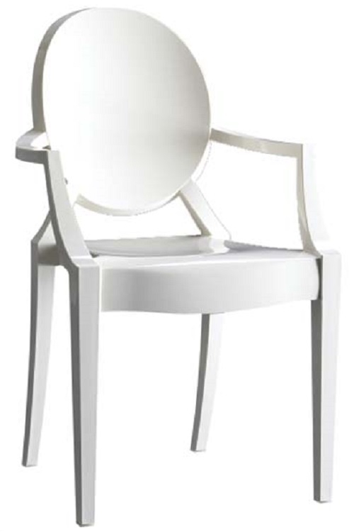 Белый стул ДОРИС / DORIS пластиковый, с подлокотниками