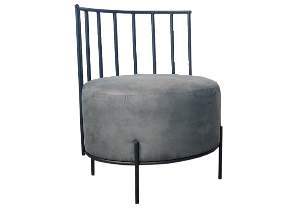 Круглое кресло-пуф NICAS / НИКАС на металлическом каркасе с мягким сиденьем в стилистике лофт (обивка на выбор) 
