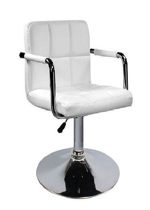 Мягкое кресло АРТУР с обивкой из экокожи на стационарной основе (стальной блин), регулируется по высоте, цвета - белое, серое