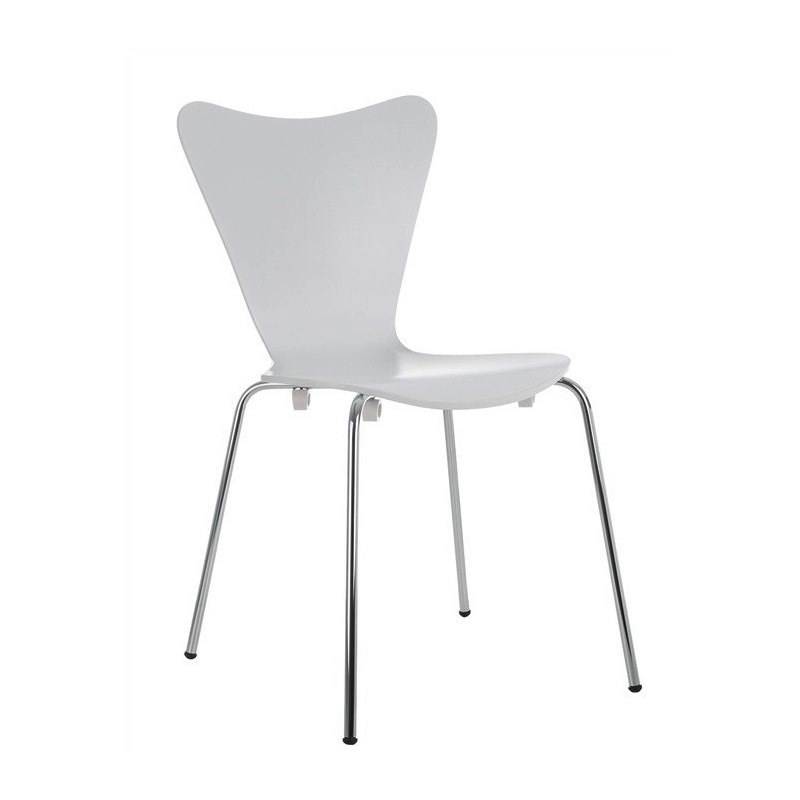 Белый стул АНТ на металлических ножках, сиденье - огнеупорная ламинированная фанера