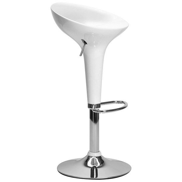 Барный стул ДЖОЛЛИ / JOLLY из пластика на металлической ножке (регулируется по высоте), цвета - черный, белый