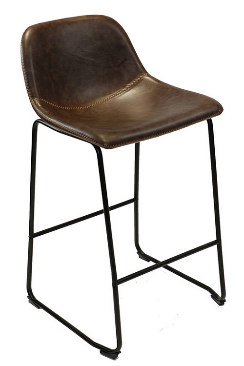 Полубарный стул БОСТОН М на металлическом каркасе с мягким сиденьем из кожзама (темно-коричневый)
