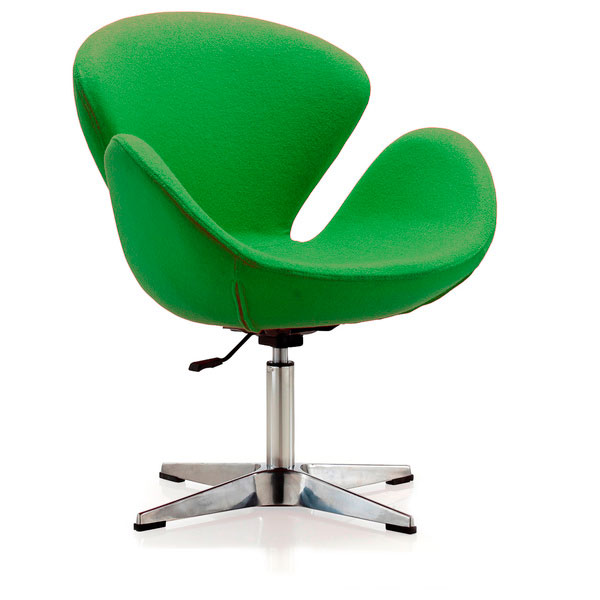 Мягкое кресло СВАН / SWAN (поворотное, регулируемое) в обивке из ткани - зеленое / пэчворк (лоскутное шитье)