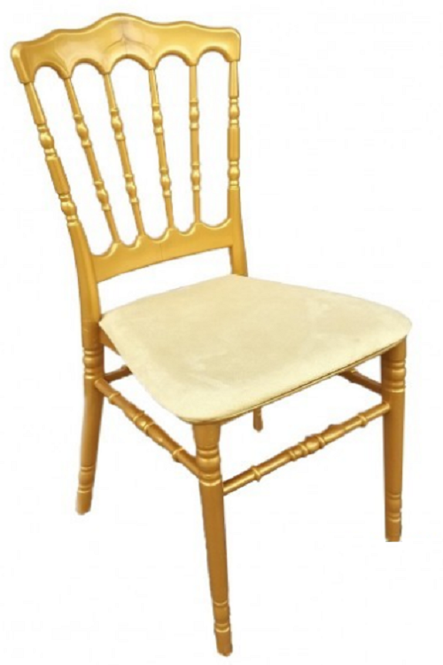 Золотой пластиковый стул НАПОЛЕОН / NAPOLEON с подушкой на ремнях