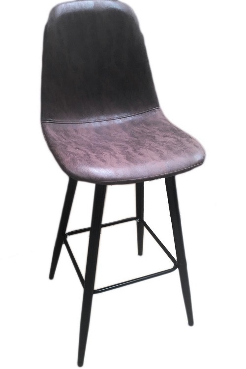 Барный стул НУБУК Н / Nubuk N на металлическом каркасе, обивка коричневая экокожа