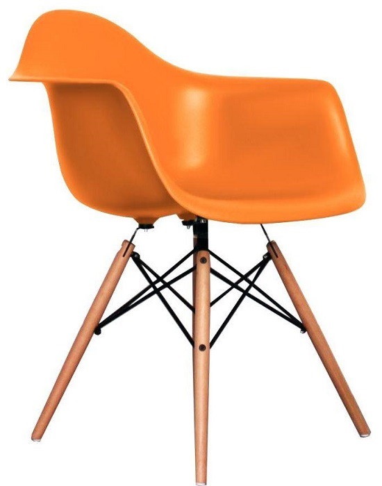 Пластиковое кресло ТАУЭР ВУД на деревянных ножках (цвета - оранжевое, голубое, красное, светло серое)