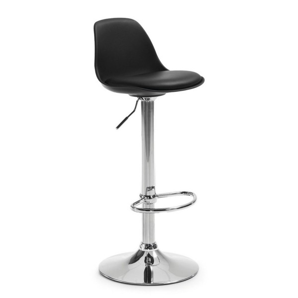 Черный барный стул ТАУ Н на металлической ножке с сиденьем из экокожи (регулируется по высоте + поворотный механизм)