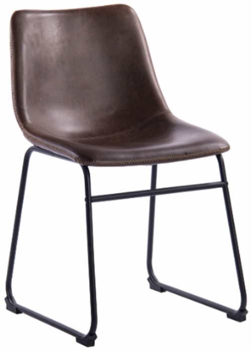 Полубарный мягкий стул ТЕХАС М / TEXAS M на металлическом каркасе, обивка темно коричневая экокожа